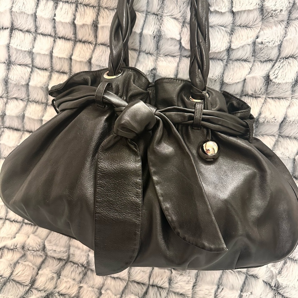 EUC FURLA Leather  Shoulder Tote Bag  Black used women's